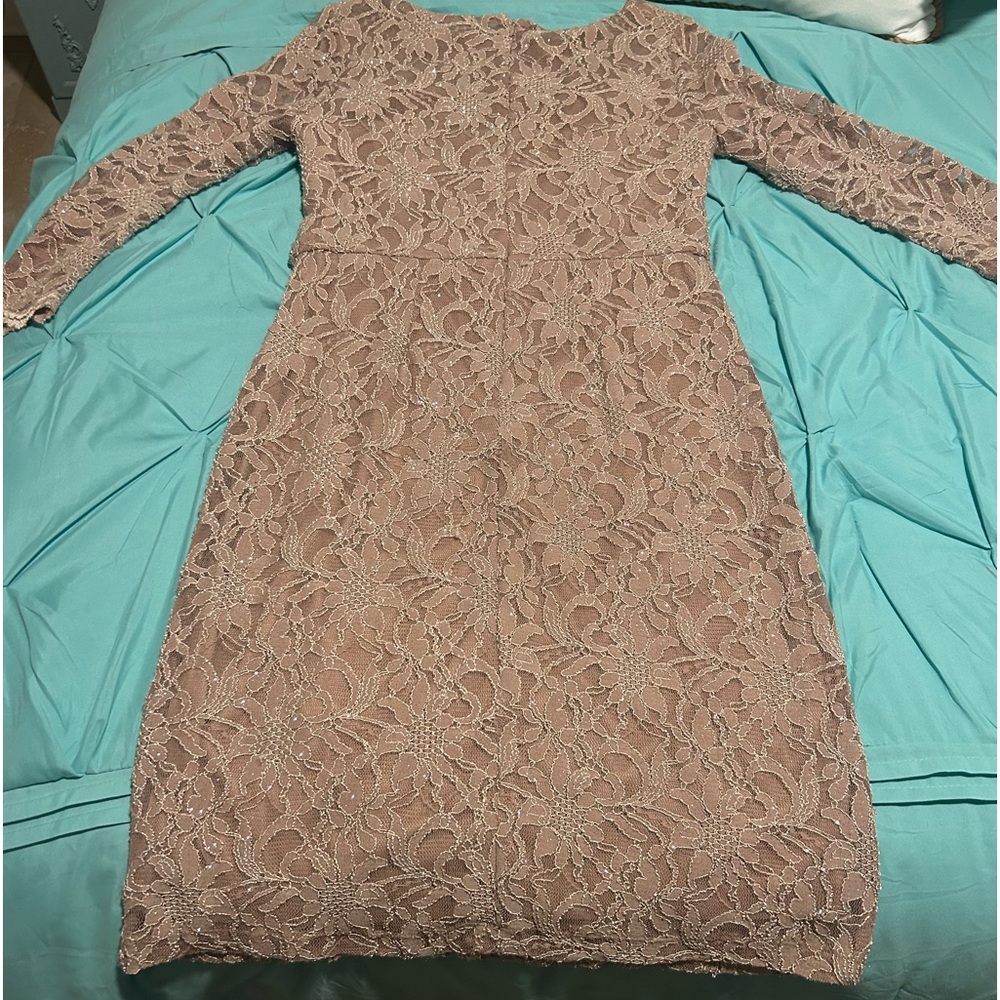 Jackie Jon New York. Size 10  lace dress w/ 3/4 sleeve elegant beading